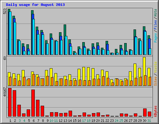 Daily usage for August 2013