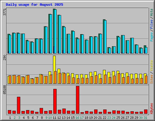 Daily usage for August 2025