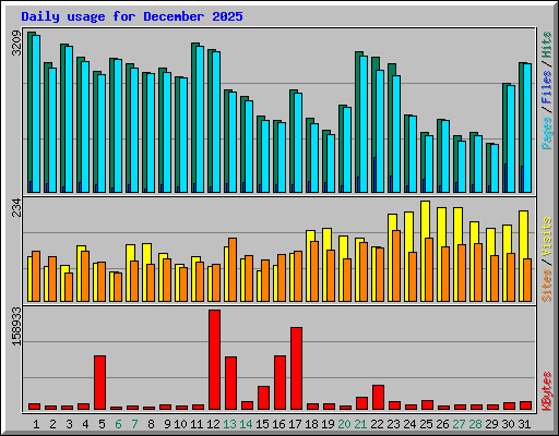 Daily usage for December 2025